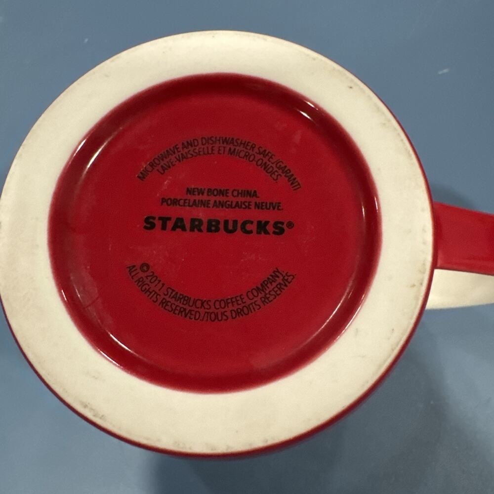 STARBUCKS White /Red 14 oz Coffee Mug Cup Bone China Color Block - Picture 4 of 6